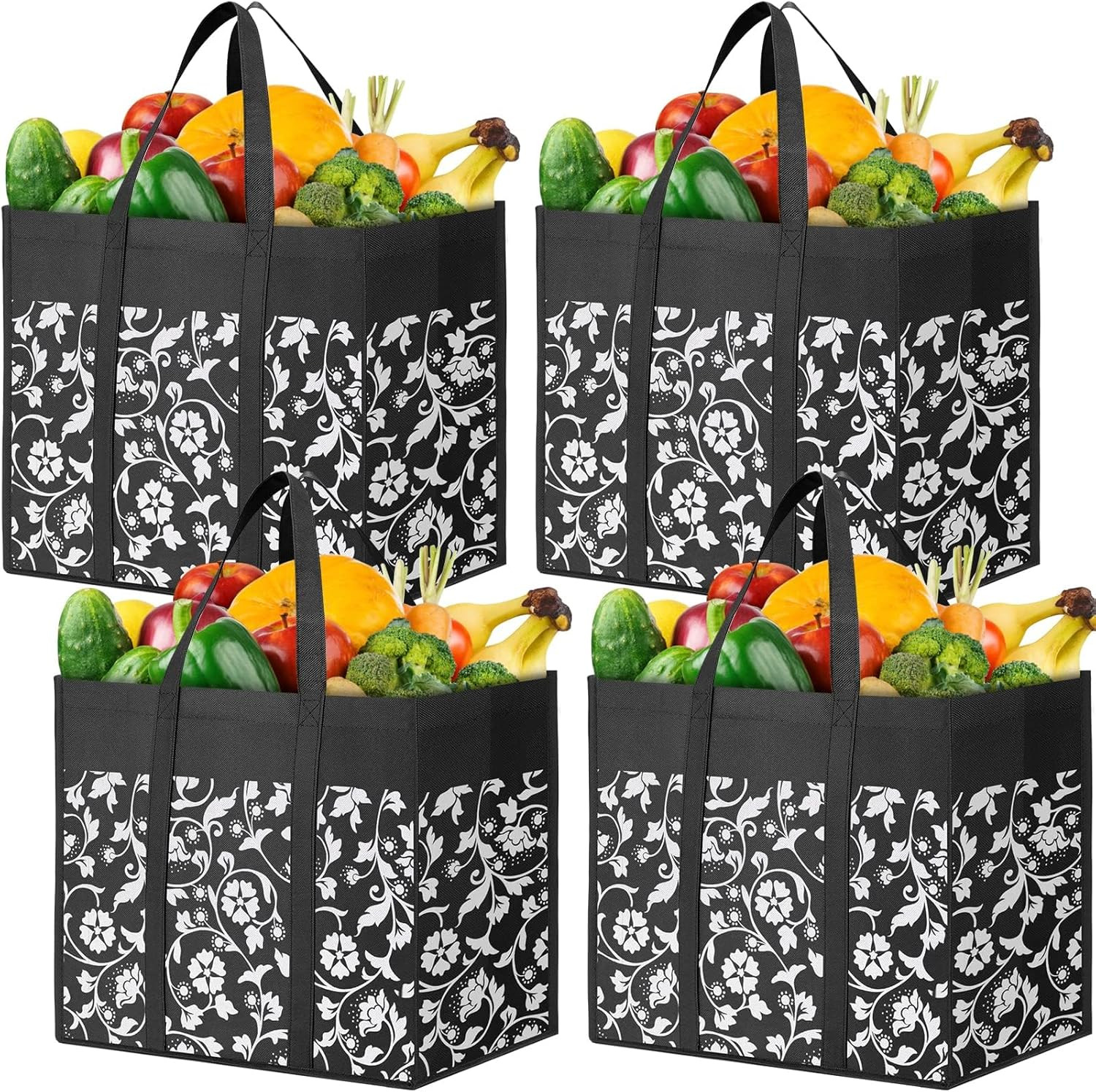 Reusable Grocery Bags Foldable Tote Bags bulk with Reinforce