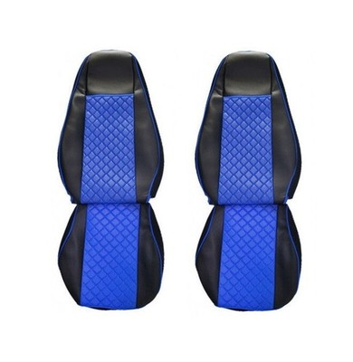 Set Of 2 Black And Blue Seat Covers Eco Leather For Man Tgs Euro 5 2007 - 2015