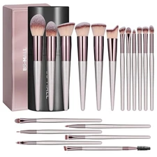 BS-MALL Makeup Brush Set 18 Pcs Premium Synthetic Foundation Powder Concealers E