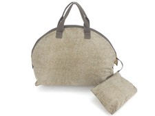 Borsa Borbonese Vintage Boston Designer Quail Print Beige Marrone Oro Usata