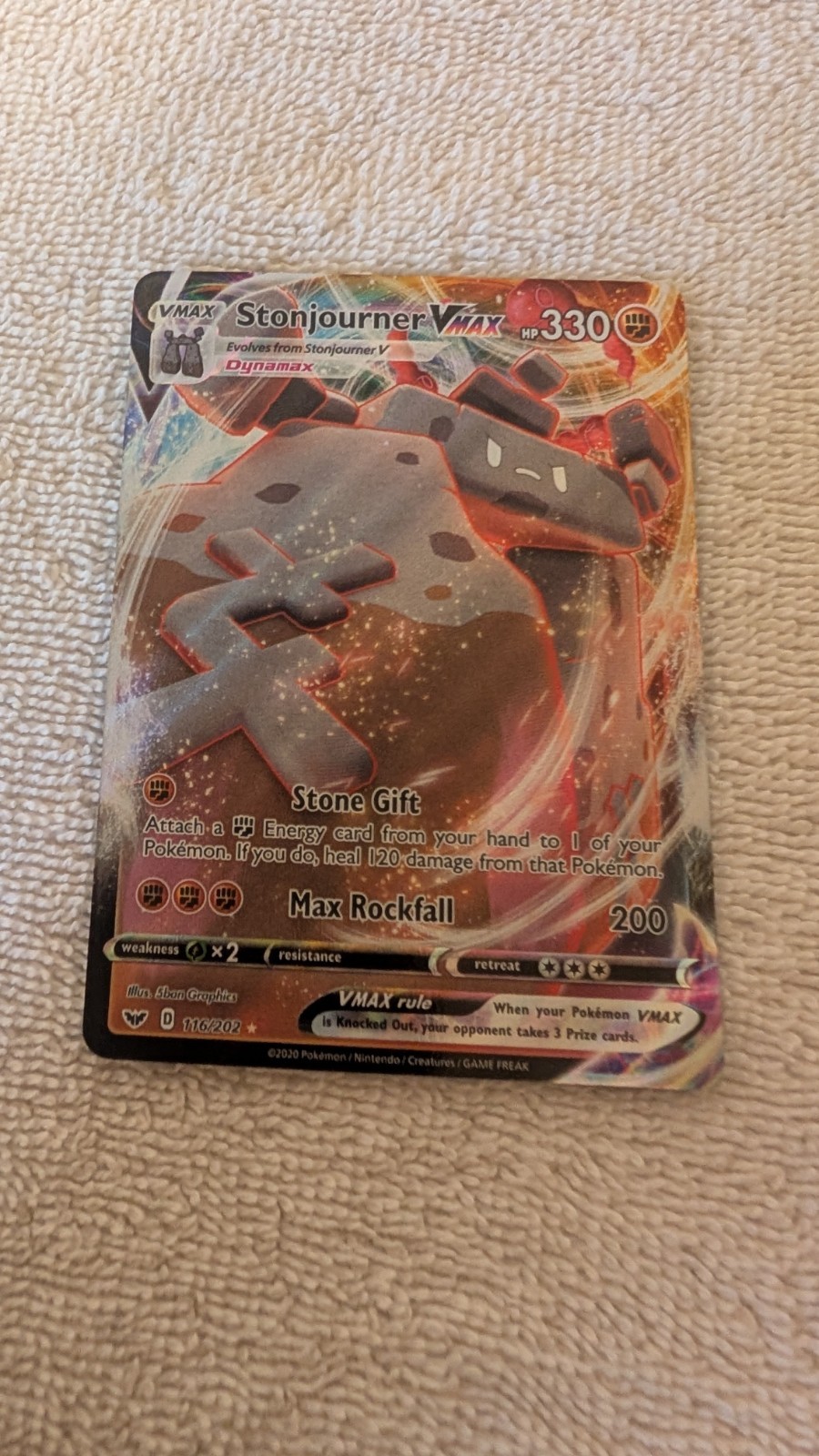Pokémon TCG Stonjourner VMAX Sword & Shield 116/202 Holo Ultra Rare