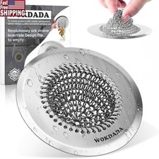 304 Stainless Steel Sink Strainer Easy Clean Chain Mesh Drain Catcher Capacity