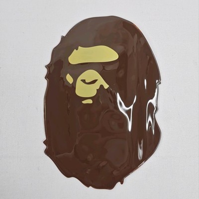 5x A Bathing Ape PVC Pouch Brown Head Logo Small Zip Bag 5.5