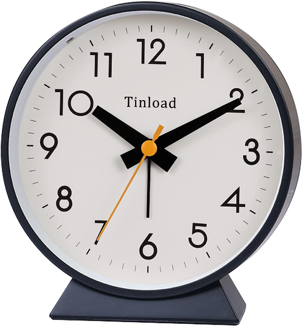 Tinload 4.5" Retro Analog Alarm Clock Silent Battery Operated Round Clock - SKU3