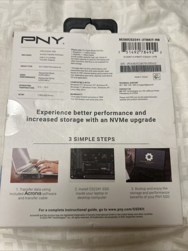 PNY 2TB PCIe NVMe Gen4 x4 Complete Upgrade Kit - Afbeelding 2 van 2