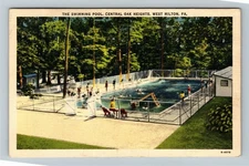 West Milton PA-Pennsylvania, Swimming Pool Central Oak, c1940 Vintage Postcard