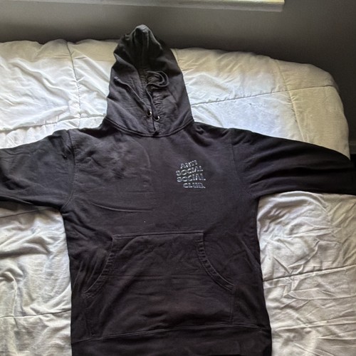 Anti Social Social Club Graphic Logo Pullover Hoodie Black S Hooded Pockets