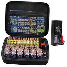 Hard Battery Organizer Storage Box Carrying Case Bag - Medium 80 Batteries