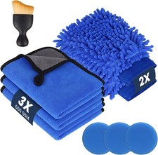 Autopflege Set 9 Stück, mit 3 Auto Trockentuch, 2 Waschhandschuh Auto, 3 Hand...