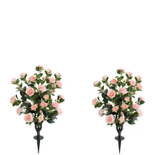 37 Inch Tall Artificial 2Pack Camellia Tree Soil Insertion w/Spike Faux Floral