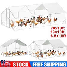 Large Metal Chicken Coop, Chicken Coop Run with Cover  Double Door Outdoor Yard