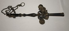 antique silver rattle with bell and whistle