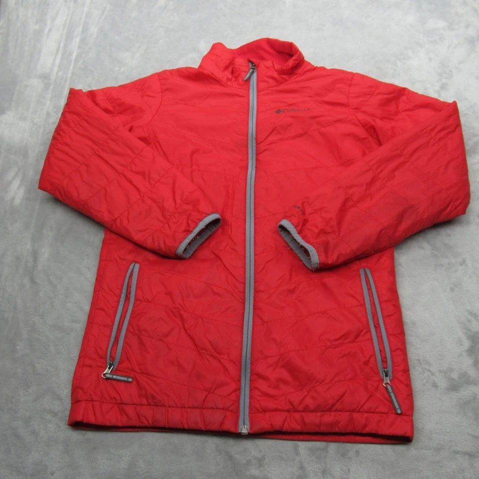 Chaqueta Columbia Juvenil Mediana Roja Bolsillos Omni Heat Mighty Lite Cremallera Completa Puffer Foto 2 de 4