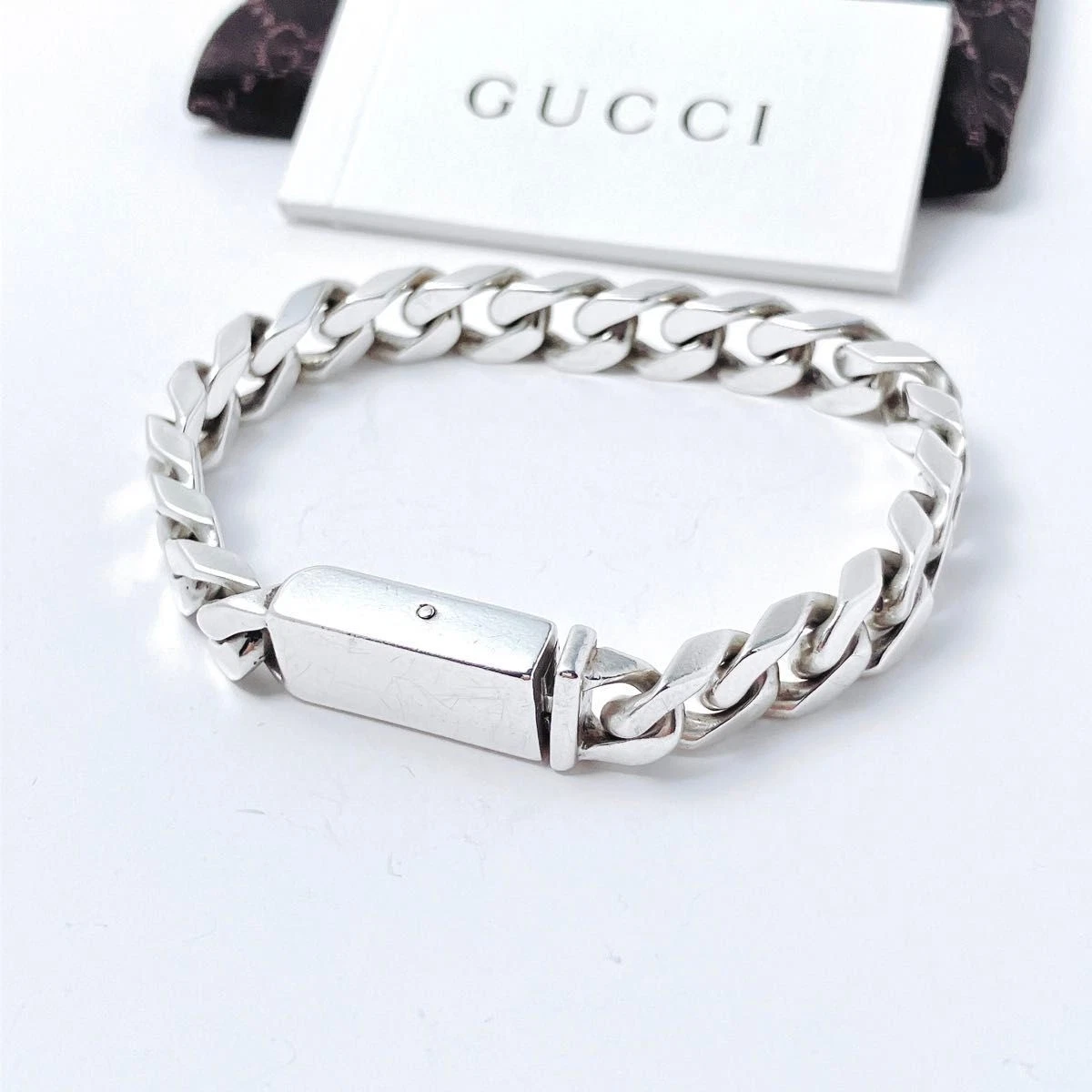 Orecchini merce puliti GUCCI 925 bracciale argento uomo s P7 donna s catena Figaro A
