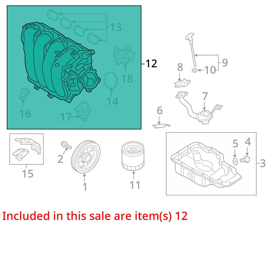 Se adapta a Hyundai Elantra 2017-2020 sedán 2.0 motor colector de admisión 283102EAA0 OEM Foto 4 de 4
