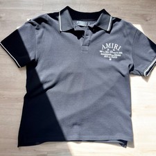 Amiri Mens Polo Shirt Black White Tipped Collar Luxury Designer Size M
