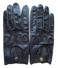 Aris Isotoner Men  s Size Large Dark Brown Leather Stretch Driving Gloves Vintage