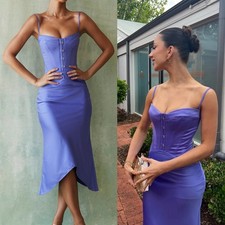 NEW! House of CB- IMOGE Periwinkle Satin Corset Midi Dress Purple Size Small