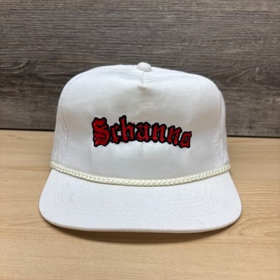 Vintage Schanna Hat Cap Snap Back White Rope Gothic Font Embroidered 90s