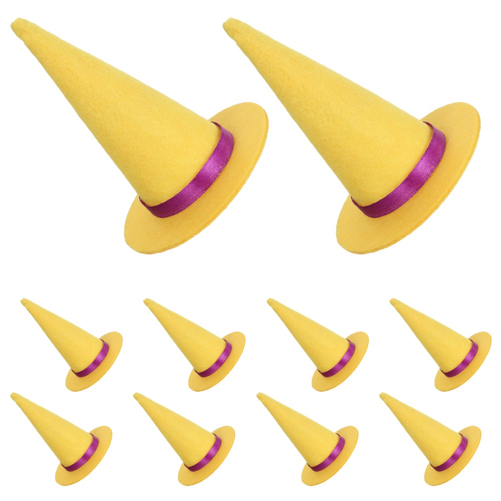 12 Mini Felt Witch Hats for Halloween Bottle Toppers and Decorations