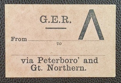 Great Eastern Railway Peterboro  & Great Northern Route Label