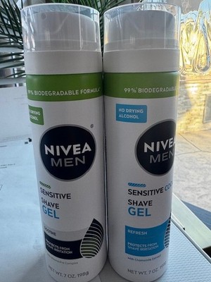 NIVEA Men Sensitive & Sensitive Cool Shaving / Shave Gel - Lot of 2