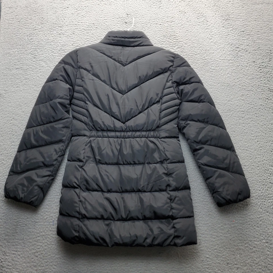 Chaqueta DKNY Puffer Down Niñas L Negra Acolchada Forrada de Vellón Cremallera Completa Exterior Usada en Excelente Condición Foto 2 de 4