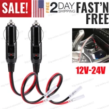 2PCS 12V Fused Cigarette Lighter Male Plug Replacement with Leads & LED Light