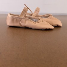 Theatricals Girls Size 6.5 W Suntan Beginner Leather Full Sole Ballet Shoes NWT