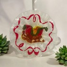 Fused Glass Christmas Bowl Santas Sleigh  6.5" Trinket Candy Dish Holiday Decor