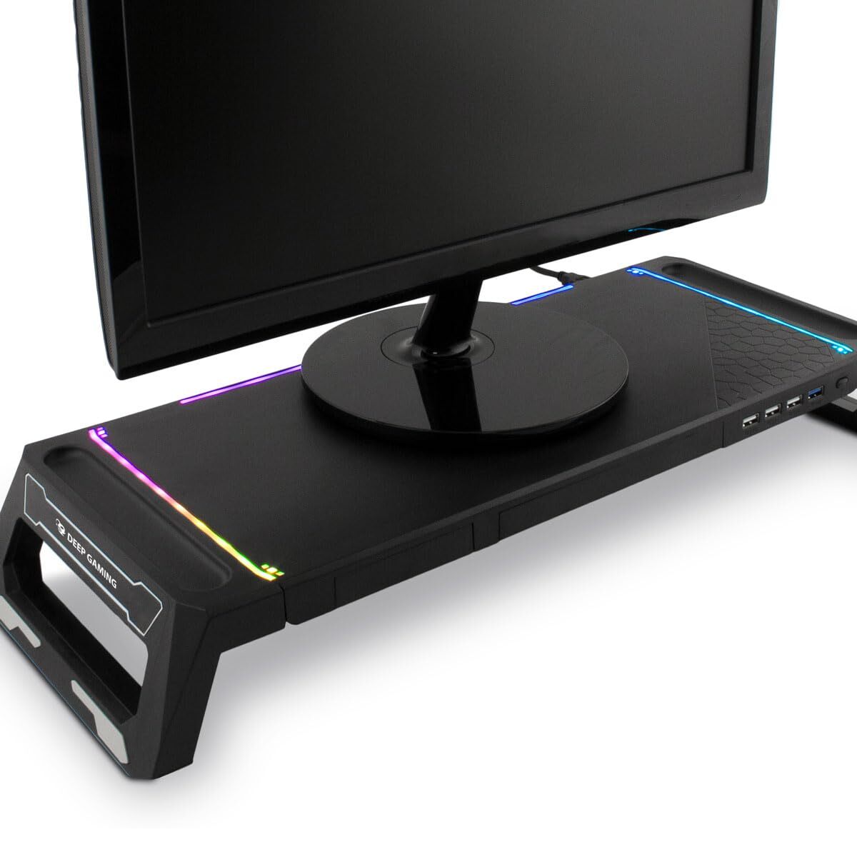 SOPORTE ELEVADOR para PORTATIL/Monitor DEEPGAMING Negro RGB SN06 COOLBOX