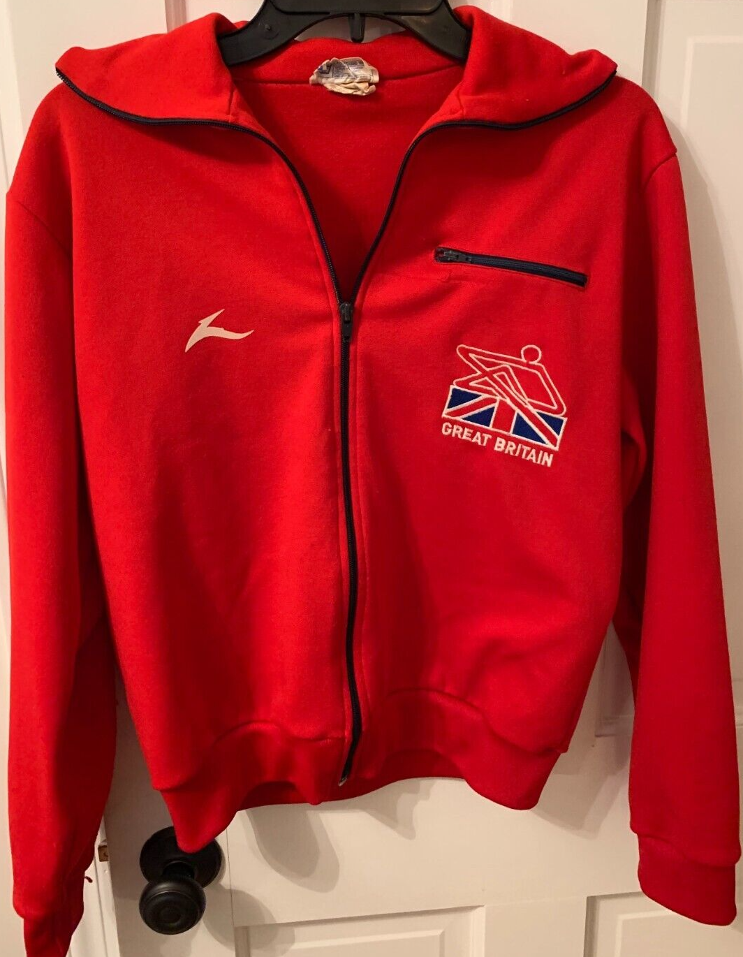 FILA Rara Giacca Pista Indossata 1968 Bukta Gran Bretagna Olimpiadi Squadra Canottaggio Giochi Med.