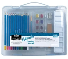 Watercolor Drawing Art Set in Compact Clear View Box