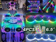 JHB 4 Pack 6.5" Chasing Flow 1/2"Spacer Audio Subs Sound LED Speaker Ring Lights