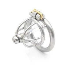 Stainless Steel Male Chastity Device Small Cage Men Metal Lock Belt with Tube