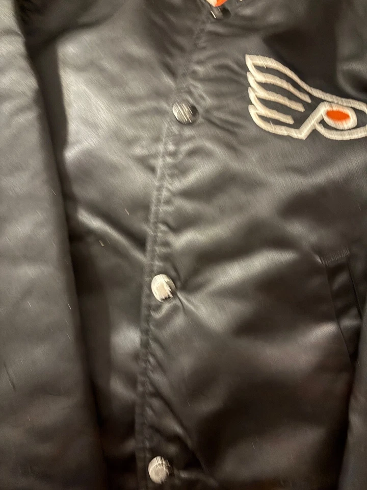 Винтажная атласная официальная молодежная куртка НХЛ STARTER PHILADELPHIA FLYERS средний размер - Изображение 3 из 4