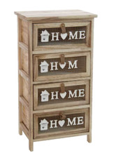 CASSETTIERA LEGNO 4 CASSETTI RUSTICA CUCINA BAGNO INGRESSO SALOTTO 73*40*29 CM