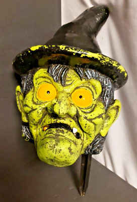 Blow Mold Witch Light Up Eyes Yard Stake 1990's Paper Magic Group Vintage