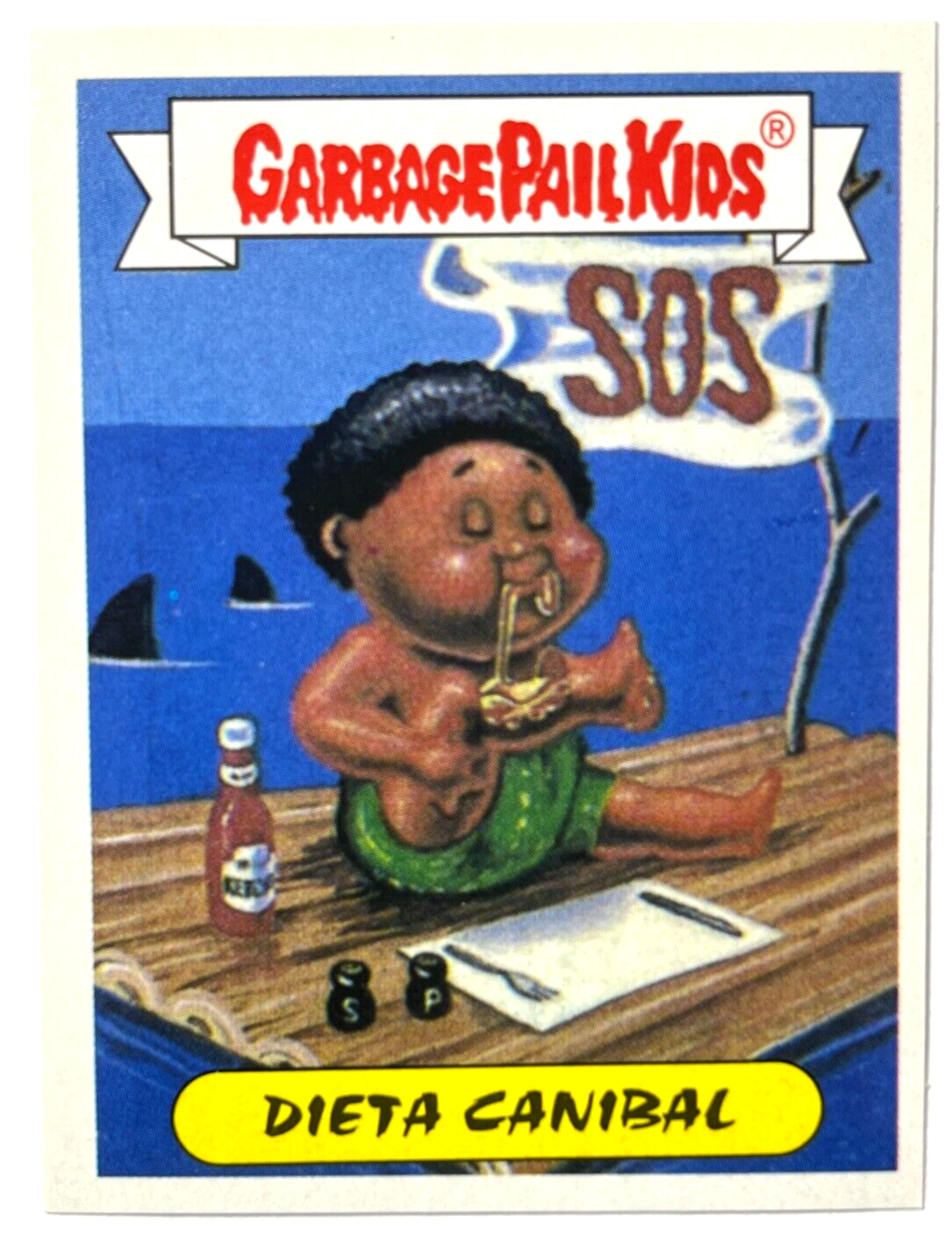 1988 GARBAGE PAIL KIDS Sticker Reedition #056 SEASICK CECIL Peru Edition