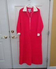 Sears At Home Wear Vintage 70s Housecoat Robe Red Fuzzy Plush M