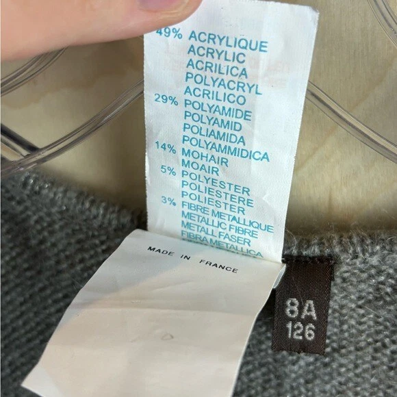 IKKS France Single Button Gray Wool Blend Cardigan Size 8 - Image 4 of 4