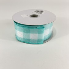 Teal  White Buffalo Check Ribbon 1.5" x 10 Y New