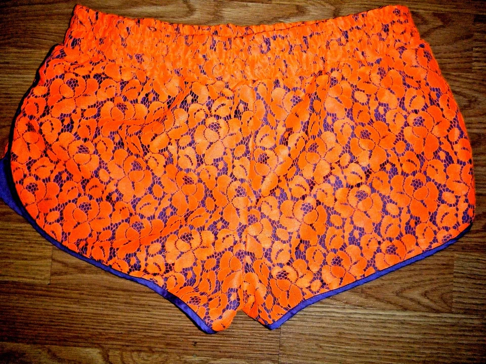 PANTALONES CORTOS FORRADOS DE ENCAJE NARANJA PRINCESA VERA WANG TALLA L NUEVOS SIN ETIQUETAS Foto 3 de 3