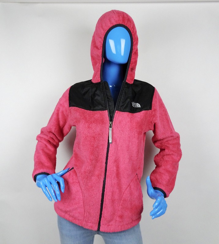 The North Face Youth Kids XL 14 16 Monkey Fleece Jacket Pink Black Hooded Zip