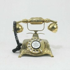 Telephone Brass Old Retro Phone Home D&eacute;cor Golden Finish Rotary Dial Victorian