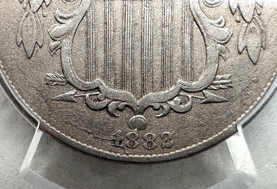 1882 SHIELD NICKEL - PCGS XF40 - OBV DIE BREAK - FREE SHIPPING! - Image 3 of 4