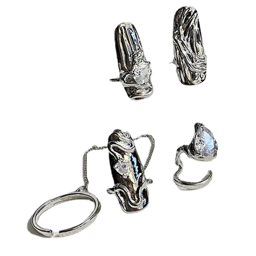 4Pcs Finger Nail Rings Nail Art Charms Nail Decoration for - Picture 2 of 3