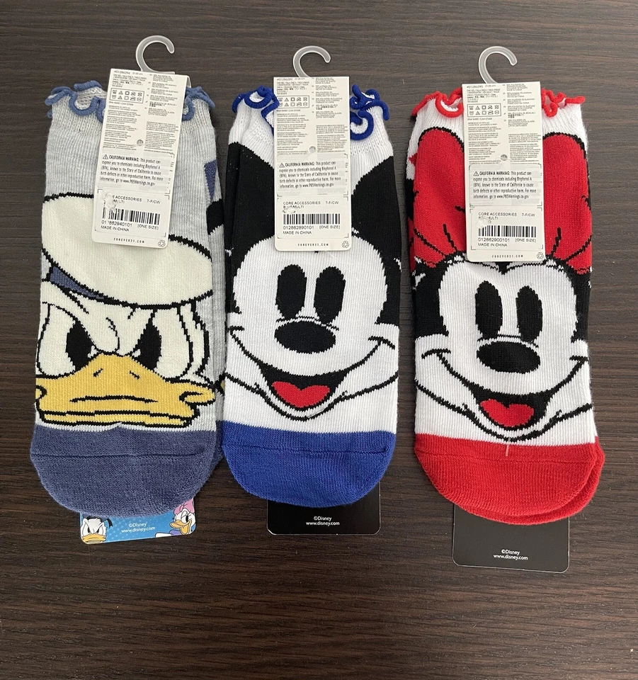 Calcetines Disney Mickey•Minnie• Pato Donald talla única nuevos con etiquetas 3 pares Foto 2 de 4