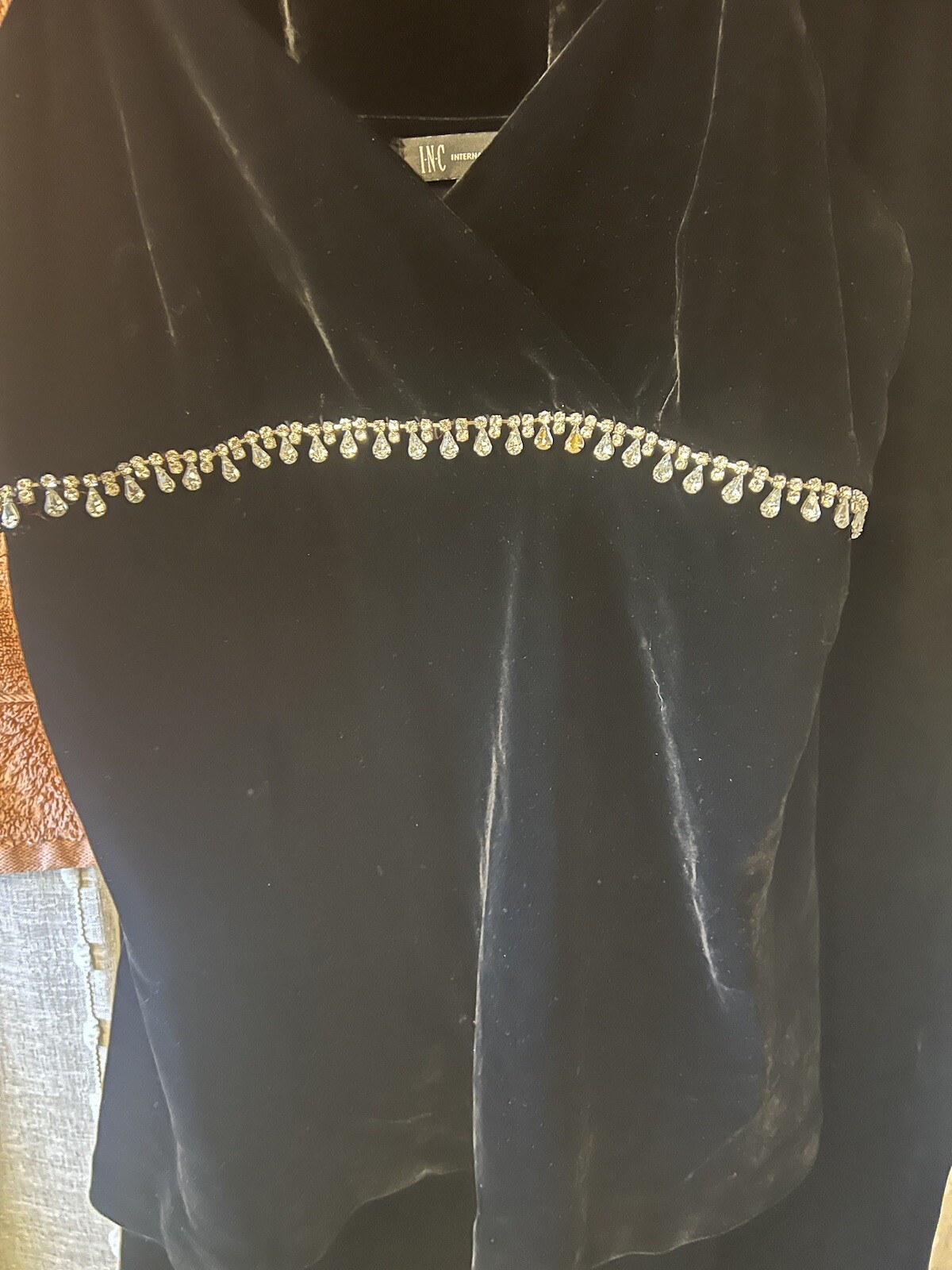 inc black velvet top with Spaghetti Straps Size 8