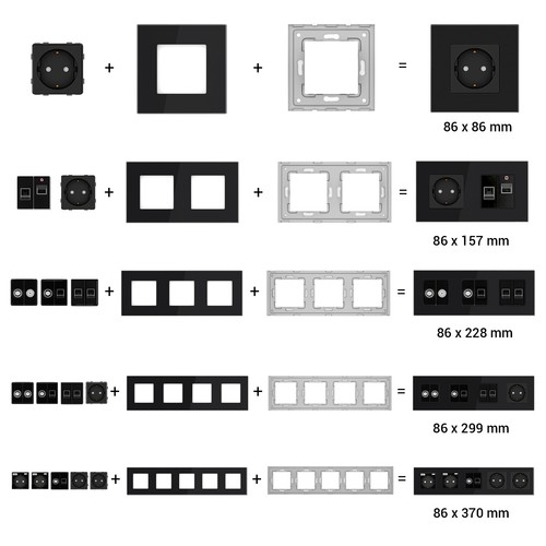 Glas Lichtschalter, Steckdose, Wechselschalter, Dimmer, TV, USB, Türklingel uvm. - Bild 2 von 66